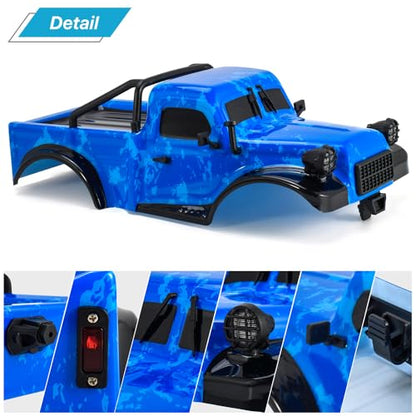 1/18 RC Car Body Shell, Pickup Truck Casing Compatible with TRX4M Defender, Bronco & Wrangler, ABS Impact-Resistant Upgrade Parts for 1/18 RC Crawler (Blue) - color: Blue