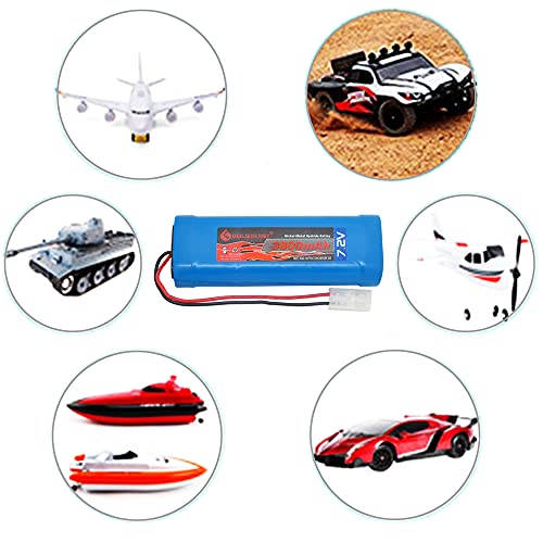 7.2V 3800mAh High Capacity 6-Cell NiMH Flat Battery Pack, Replacement Hobby Battery for RC Car, RC Truck, RC Boat with Standard Tamiya Connector (1Pack) - color: 1 PACK 7.2V 3800mAh Battery