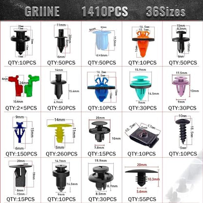 1725 Pcs Bumper Clips Car Retainer Clips & Auto Fasteners Assortment Plastic Push Rivets Fender Clips - 35 Most Popular Sizes Door Trim Panel Clip Set for Toyota GM Ford Honda Chevy - size: 1725pcs