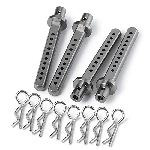 4PCS Aluminum Body Post Mounts for 1/10 SCX10,Body Posts Replacement Part | 3 Color,Heavy-duty Aluminum,CNC-Machined Body Posts Upgrade Part - color: Titanium