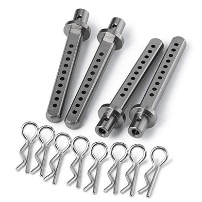 4PCS Aluminum Body Post Mounts for 1/10 SCX10,Body Posts Replacement Part | 3 Color,Heavy-duty Aluminum,CNC-Machined Body Posts Upgrade Part - color: Titanium