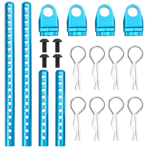 ShareGoo Metal RC Body Post Mounts Front Rear Body Holder Kit Compatible with Tamiya TT02 TT-02 1/10 RC Upgrade Parts (Blue) - color: Blue