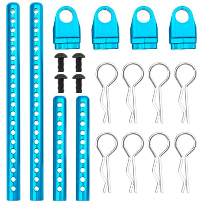 ShareGoo Metal RC Body Post Mounts Front Rear Body Holder Kit Compatible with Tamiya TT02 TT-02 1/10 RC Upgrade Parts (Blue) - color: Blue