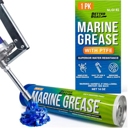 Better Boat Marine Grease Tube, 14 Oz, Waterproof High Temp Trailer Bearing Lubricant, NLGI 2, Compatible with Grease Guns - size: 1PK 14oz