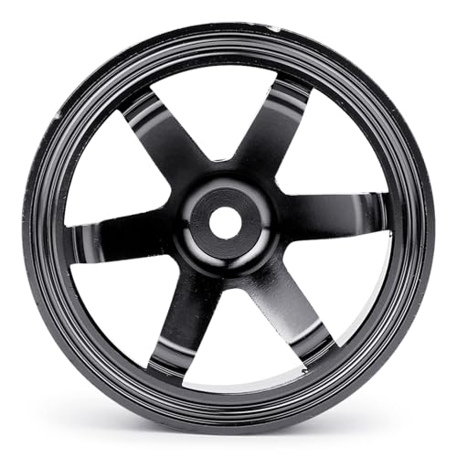 HERCHR RC Wheel Rims Set, 12mm Hex Hub Aluminum Alloy On Road Wheels Rims Metal for 1/10 Scale RC Crawler Car Touring Drift Street Tyres Wheels Accessory(Black) - color: Black