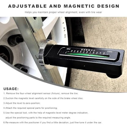 Adjustable Magnetic Gauge Tool, Camber Castor Strut Wheel Alignment Automotive Tire Repair Tool, Wheel Hub Allignment Instrument Magnetic Gauge Tool for Car RV Truck Camber (Black) - color: Black