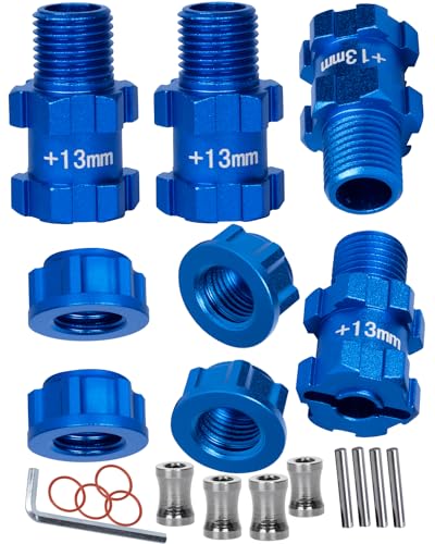 RC Wheel Hex for 1/10 Senton Granite Big Rock Vorteks 3S,Senton Granite Mega550 Infraction Mega570,13mm Extended Wheel Hub Drive 14 to 17mm with Anti-dust Cap Nuts 17mm Alum,Navy Blue - color: Navy Blue(1 Set)