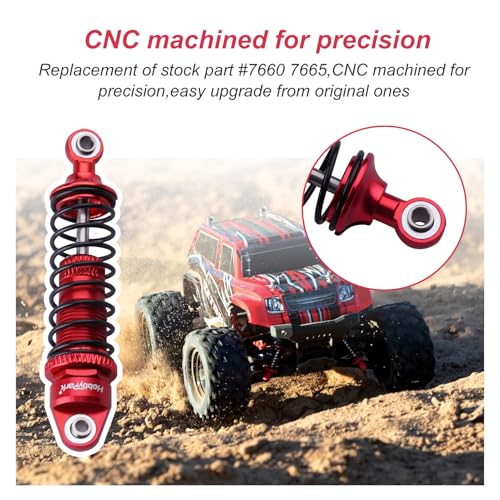 HobbyPark Aluminum Shocks Absorber Assembled (Front & Rear) Full Metal Dampers for Traxxas 1/18 LaTrax Teton Desert Prerunner, Replace Parts 7660 7665(4-Pack) (Red) - color: Red