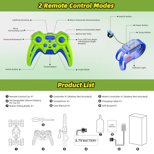 VisionX Unique 4WD High Speed RC Cars, Gesture Sensing Remote Control | Outdoor Toys for Kids Ages 6 7 8 9 10 11 12 Year Old, Double‑Sided Driving RC Drift Car, 360° Rotating Stunt Car Toys - color: Green