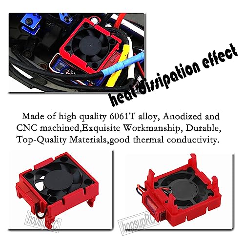 Upgrades Part for 1/10 Slash/Stampede/Bandit 2WD 4WD,Aluminum 3660 540 550 Motor Cooling Fan with 36-38mm Adjustable Mount & VXL-3s ESC Cooling Fan High Velocity Fan Heatsink Set,Red - color: Red/for Slash