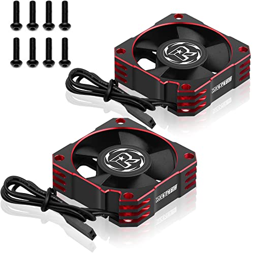 2 Pack RC Motor Cooling Fan 35mm 21000RPM 8.4V Aluminum ESC Motors Cooling Fan Heatsink for RC Car 1/8 1/10 Scale 3650,3660,540,550 Brushless Motor (Black Red) - color: 2Pack 35mm Red black