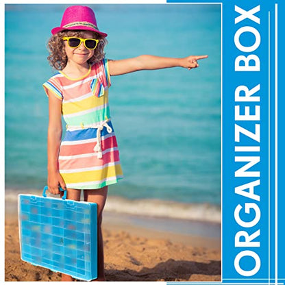 2 Pcs 48 Grids Plastic Bead Organizer Box with Divider, Blue - color: Blue