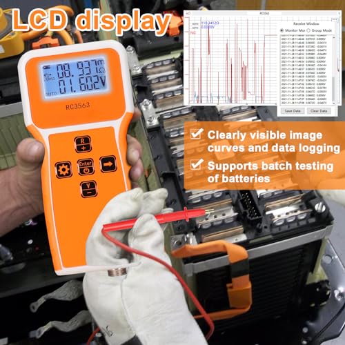 Battery Tester, 200Ω 100V Portable Battery Internal Resistance Voltage Tester 3-Digit Display Battery Tester High-Precise True Four-Wire AC Lithium Lead-Acid Lithium Battery Detector