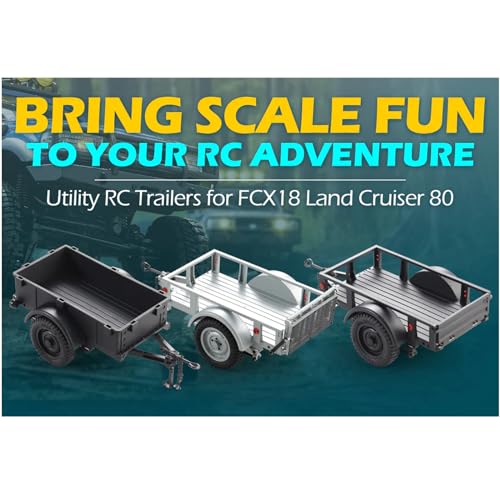 FMS FCX18 RC Crawler Accessory - Land Cruiser 80 & 1/12 RC Cars: Utility Trailer Type B Silver