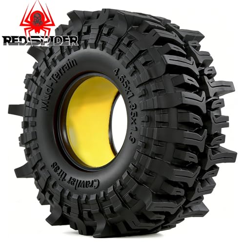 REDSPIDER 1.9'' Crawler Mud Slingers Grappler Tires 1/10 RC Rubber Tyres OD 4.65'' With Super Soft Foam Iiner For 1/10 Crawler Car Traxxas TRX4 RC4WD D90 Axial SCX10 II TF2 Gen8 Tamiya CC01 (Tires)