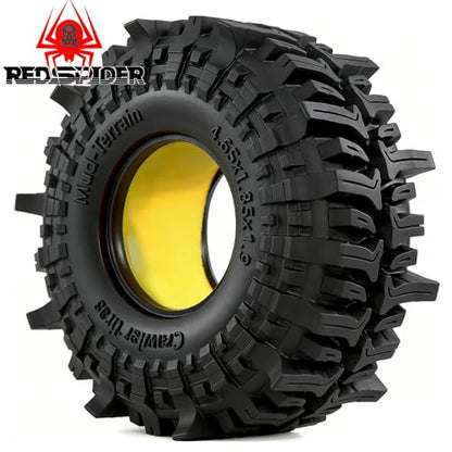 REDSPIDER 1.9'' Crawler Mud Slingers Grappler Tires 1/10 RC Rubber Tyres OD 4.65'' With Super Soft Foam Iiner For 1/10 Crawler Car Traxxas TRX4 RC4WD D90 Axial SCX10 II TF2 Gen8 Tamiya CC01 (Tires)