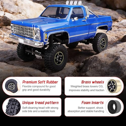 HobbyPark Brass 1.0 Beadlock Wheels and Tires for TRX4M Upgrades Axial SCX24 1/24 RC Crawler Replacement Parts, Set of 4 (Type D) - style: Type D