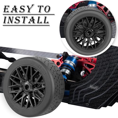 RC Rubber Wheels Tires for 1/8 Typhon 6S BLX,1/7 Infraction 6S BLX,Limitless,4PCS Highway Wheels Soft Tires Truck Tire Highway Tires,Black - color: Black(4pcs)