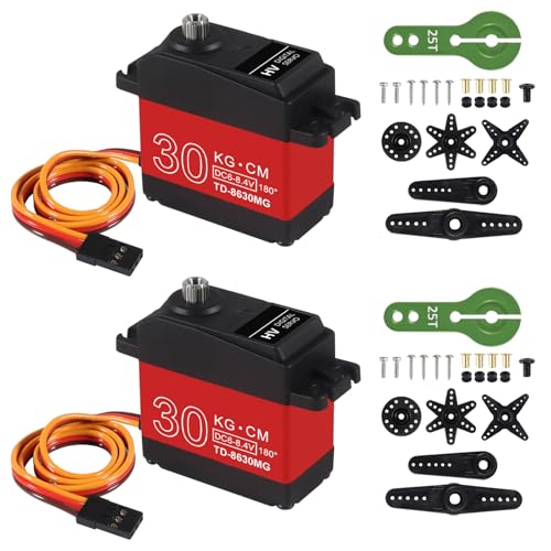 AITRIP 2 Pack High Torque Full Metal Gear 30KG Digital Servo Motor, Upgraded Waterproof Steering RC Servo for 1/8 1/10 Scale RC Car Crawler Control Angle 180° - color: 30kg