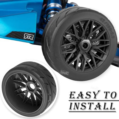 RC Tires Wheels for 1/7 Infraction 6S BLX,1/8 Typhon 6S BLX,Limitless,Rubber Highway Wheels Soft Tires Truck Tire Highway Tires,4PCS Black - color: Black(4pcs Tires)