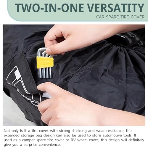 1 PC Car Tire Protector, Car Spare Tire Cover, Spare Tire Storage Bag, Universal for Most Cars (Black #31.49")