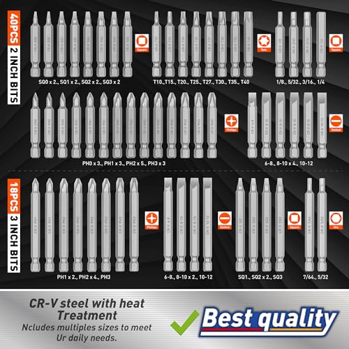 Amartisan 258-Piece Ultimate Screwdriver Bit Set,Chrome Vanadium Steel Driver Bit Set, Security bit set, Includes Bits Holder, Nut Driver, etc (Orange) - style: 258-Piece Ultimate Bit Set (Orange)