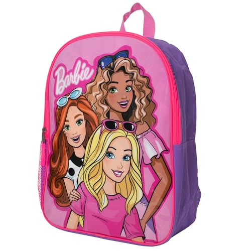 AI ACCESSORY INNOVATIONS Barbie Backpack for Girls, Elementary School Book Bag with Padded Straps, Pink - color: Brabie