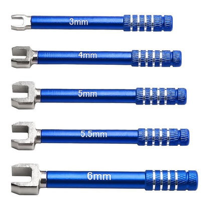 RC Open End Wrench Set 3-6mm 5PCS for 1/10 RC Cars, Blue | For turnbuckle setup, steering link adjustment and routine RC chassis maintenance - color: Blue