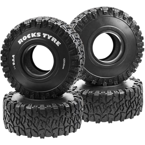 ShareGoo RC 1.9 Crawler Tires 1.9 inch Rubber Mud Tyre Tires OD 120mm Compatible with Axial SCX10 90046 AXI03007 Tamiya CC01 Redcat Gen8 RC4WD 1/10 RC Crawler 1.9 Beadlock Wheel Rims