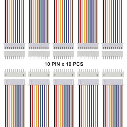 10Pairs JST-XH Connector Kit, XH 2.54mm 10 Pin Header Male and Female Connectors Plug Adapter with Flat Wire Cable 200mm 26AWG Compatible with JST XH (10P) - color: 10P