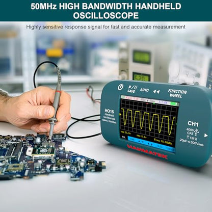 HANMATEK HO15 Handheld Digital Oscilloscope - 50MHz Bandwidth, 200MSa/s High-Precision Sampling, 2.8" TFT Display, USB Rechargeable, Signal Generator,Portable for Fieldwork - style: Professional 50 Mhz