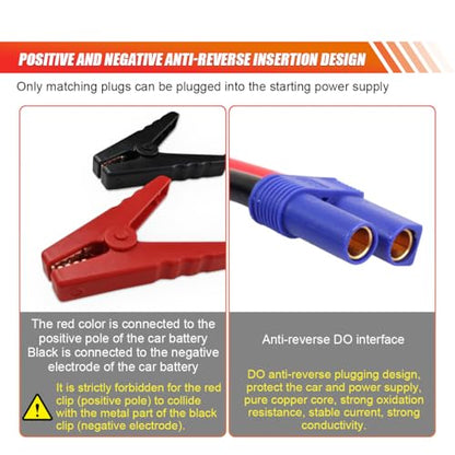 EC5 Car Emergency Jumper Starter Cable, Portable Car Booster Cable Replacement with Battery Clamp, 12V 10AWG Alligator Clip, Mini Jumper Cables Connector