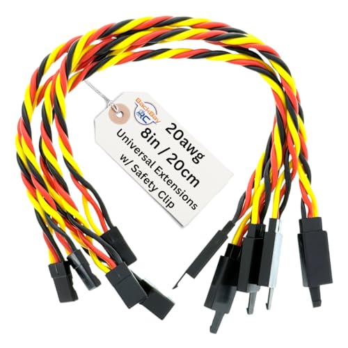 BackBayRC - 8in 20awg Male/Female w/Clip Universal Servo Extension - 5 Pack - style: 8in Male/Female Extension w/ Safety Clip