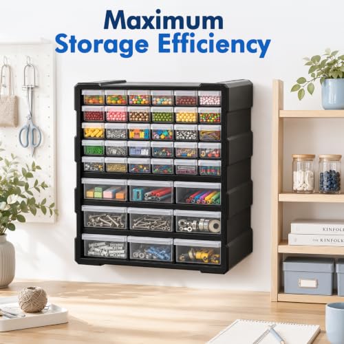 Drawer Organizer for Garage Building Bricks Storage,Thicker Craft Organizers Storage with Dividers Labels for Hardware,Screws,Nuts Bolts,Teacher Toolbox,Charms,Beads,Craft,Scrapbook - size: 39 Drawer
