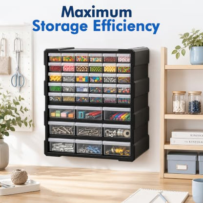 Drawer Organizer for Garage Building Bricks Storage,Thicker Craft Organizers Storage with Dividers Labels for Hardware,Screws,Nuts Bolts,Teacher Toolbox,Charms,Beads,Craft,Scrapbook - size: 39 Drawer