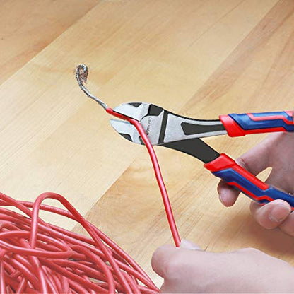 WORKPRO 7-Inch Diagonal Pliers in CRV Steel for Cutting Wires, Bi-material Handle Comfort Grip - style: 7-inch