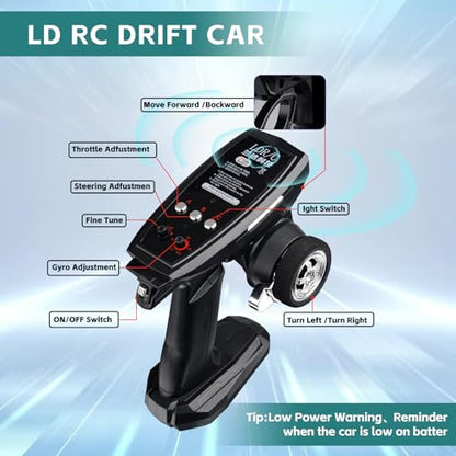 LD1804 1/18 RWD Mazda MX-5 RC Drift Car Blue | 2.4GHz mini drifting model with 500mAh battery, hobby toy for adults - color: Ld1804-blue