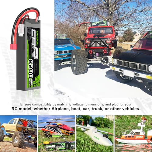 OVONIC 2S Lipo Battery 7.4V 8200mAh 120C Lipo with T Connector (2 Pack)