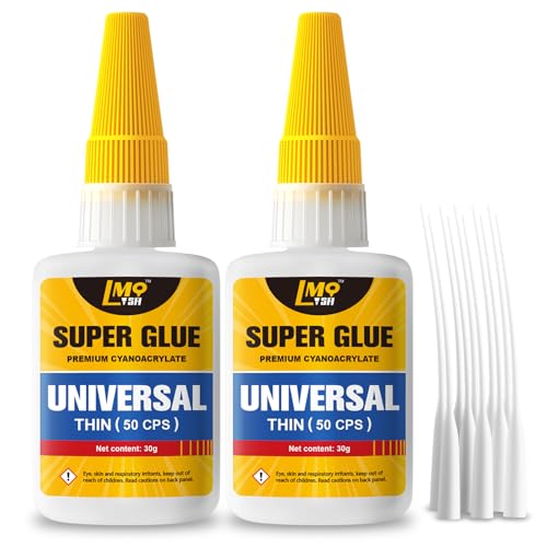 Thin Super Glue Liquid 60g, Fast CA Glue for Plastic 3D Printed Wood Ceramic Metal Glass Rubber Leather, All Purpose Superglue Instant Cyanoacrylate Adhesive for Woodworking, Hobby Models and Repairs - size: 2oz, style: Thin