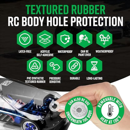 Dragon Grips RC Body Clip Hole Protectors, 49pcs, Clear PVC Stickers | For 1/10 RC Crawler Body Shells, Stick-On Accessories, Prevent Clip Hole Damage & Cracking, Protect Custom-Painted Bodies - color: Clear/49pc