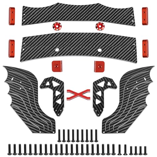 LRFHL 1/7 Carbon Fiber Tail Rear Wing for 1/7 ARRMA Limitless V2 F1, Red | Adjustable Tail Rear Wing RC Upgrade Part - color: Red Tail Wing