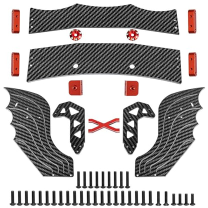 LRFHL 1/7 Carbon Fiber Tail Rear Wing for 1/7 ARRMA Limitless V2 F1, Red | Adjustable Tail Rear Wing RC Upgrade Part - color: Red Tail Wing