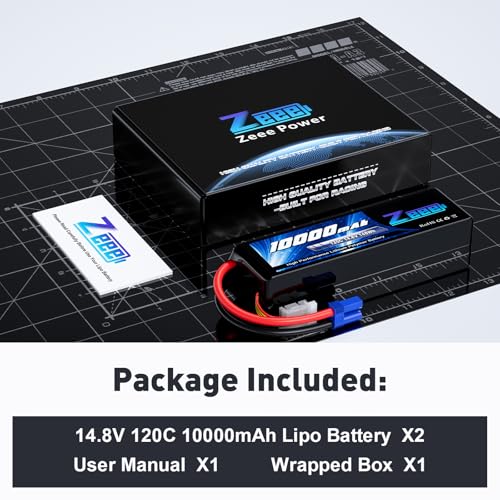 Zeee 4S Lipo Battery 10000mAh 14.8V 120C with EC5 Connector(2 Pack) | Soft Case RC Battery Compatible with Xmaxx RC Car Truck Tank Racing Hobby Models