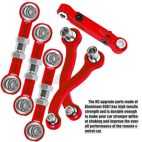 RC Aluminum Metal Turnbuckle Camber Links Toe Links with Rod Ends Steering Linkage Set Upgrade Parts for 1/18 LaTrax Teton,Desert Prerunner.Red(Replace 7636) - color: Red(7pcs)