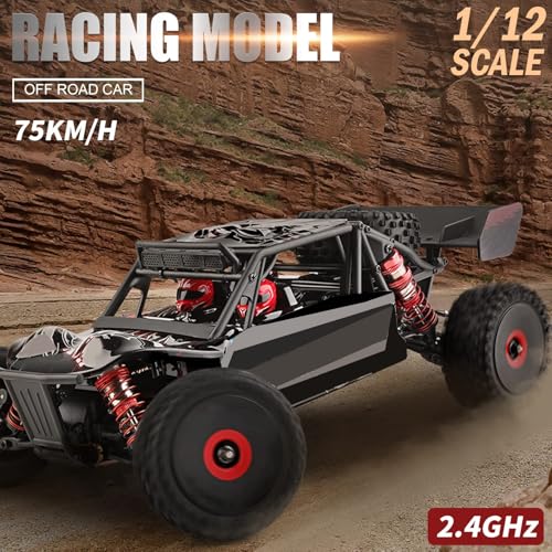 GoolRC WLtoys 124016 V2 RC Car, 1:12 Scale Remote Control Car, 4WD 75km/h High Speed Racing Truck, 2.4GHz All Terrain Off Road RC Truck RTR with Brushless Motor and Metal Chassis for Adults