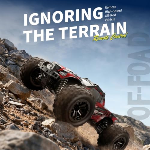 1/16 Scale 4WD Brushless RC Off-Road Truck, 2.4GHz Full Proportional Remote Control Car, 30KM/H High-Speed All Terrain Monster Truck with LED Lights RTR Hobby Grade Vehicle - color: Blue