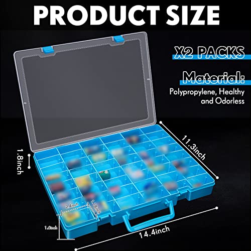 2 Pcs 48 Grids Plastic Bead Organizer Box with Divider, Blue - color: Blue