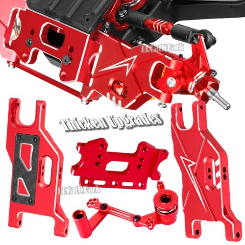 RC Upgrades Part for 1/10 Slash 2WD (VXL),A-Arm,Shock Absorber,Drive Shaft,Caster Block,Steering Blocks,Stub Axle Carriers,Steering Bellcranks,Links,Shock Tower,Front Bulkhead,Red - color: Red - (Upgrades)