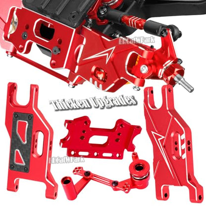 RC Upgrades Part for 1/10 Slash 2WD (VXL),A-Arm,Shock Absorber,Drive Shaft,Caster Block,Steering Blocks,Stub Axle Carriers,Steering Bellcranks,Links,Shock Tower,Front Bulkhead,Red - color: Red - (Upgrades)