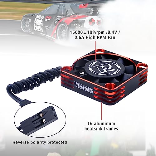 Surpass Hobby 40mm RC Motor Cooling Fan Aluminum 16000RPM ESC Cooling Fans for 1/8 RC 1/10 Car Truck Buggy Crawler Brushless Motor (Black Red) - style: Red